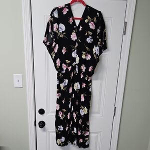 American Rag Floral Black Cropped Jumpsuit